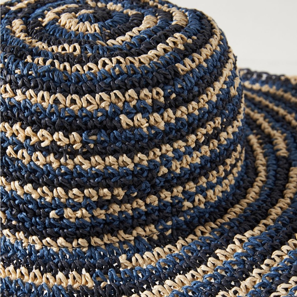 New Anthropologie San Diego Co. Spacedye Bucket Hat Blue cream SummerBeach Pool - Picture 5 of 9